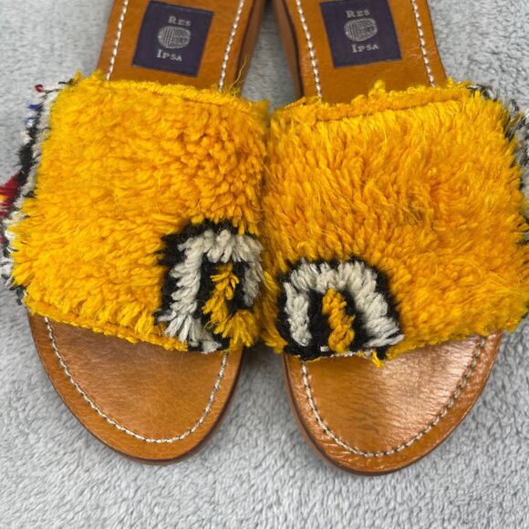 RES IPSA Rug Sandal Womens Slide Sz 8 Yellow Moroccan Comfort Casual Slip On - Picture 9 of 15